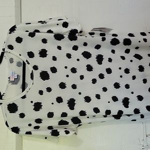 Black and white spottted short sleeve Maxi dress